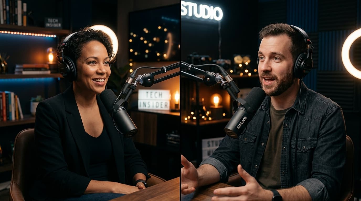 Marcus Webb recording a podcast episode